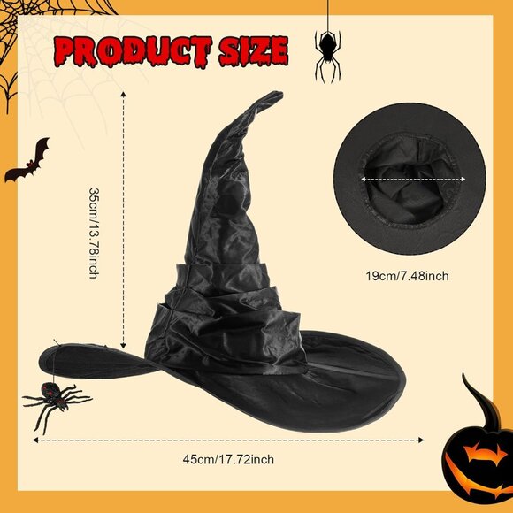 Women Halloween Witch Hat with Spiders Costume Accessory for Party Cosplay - Picture 3 of 7